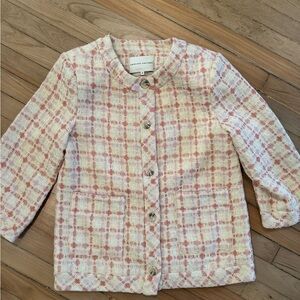 English Factory Pink and Cream Quilted Blazer